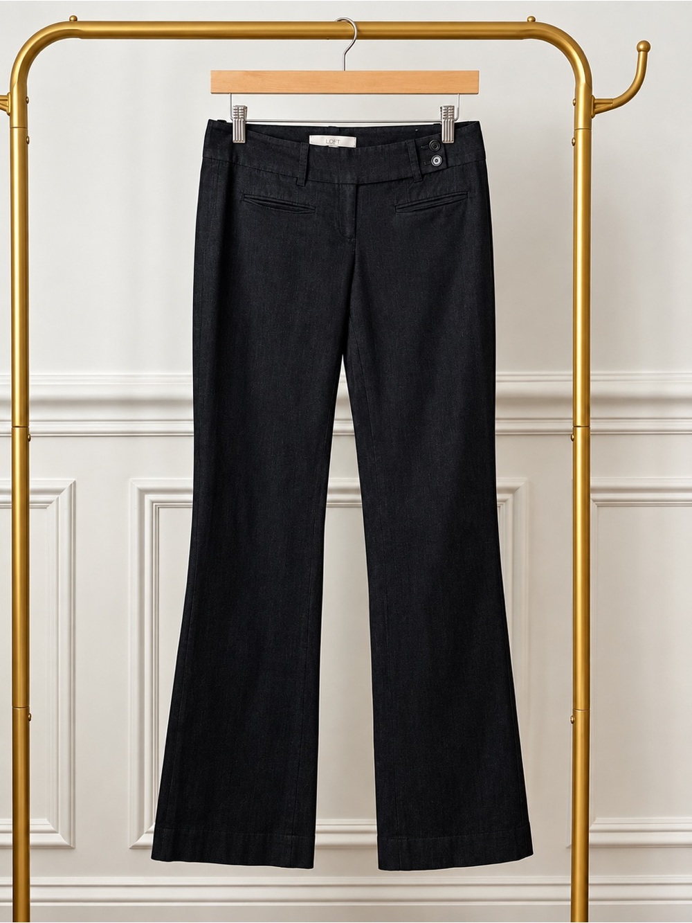 LOFT Black/Charcoal Trouser Pants |Size 0 | Stretch Cotton | 31” Inseam